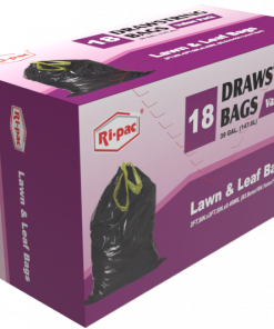 Ri-Pac 39 Gallon Lawn and Leaf Drawstring Bags 18 Count Black