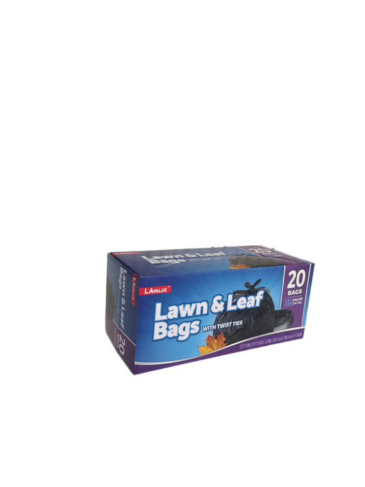 LA Value 39 Gallon Lawn & Leaf Bags with Twist Ties, 20 Count Box – Heavy-Duty Outdoor Trash Bags