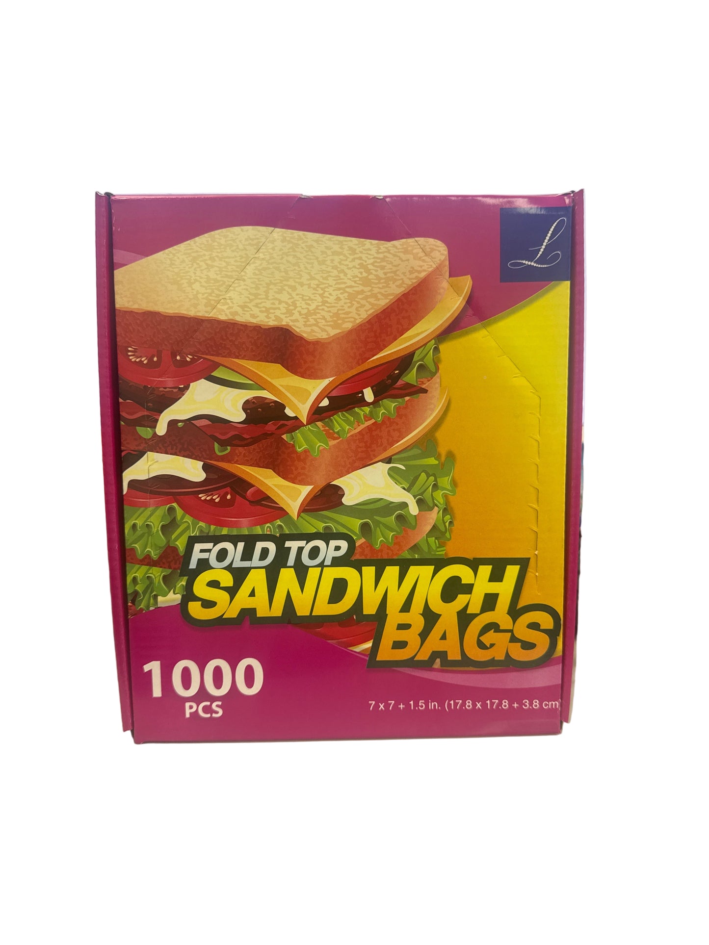 Fold top sandwich bags 1000 pcs  7x7x1.5