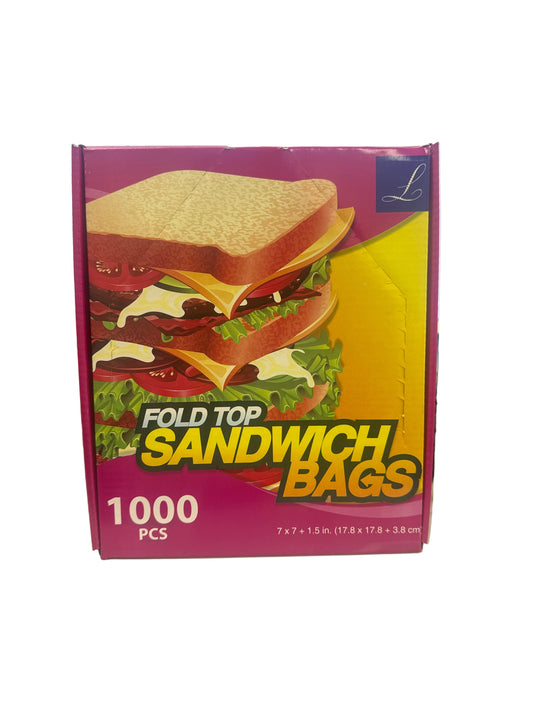 Fold top sandwich bags 1000 pcs  7x7x1.5