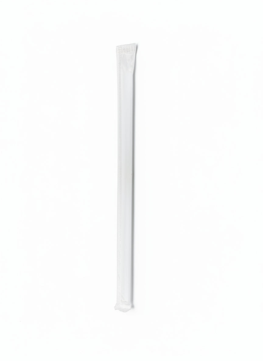 (1117) CLEAR PLASTIC STRAW 7.75" WRAPPED 500PCS/BOX