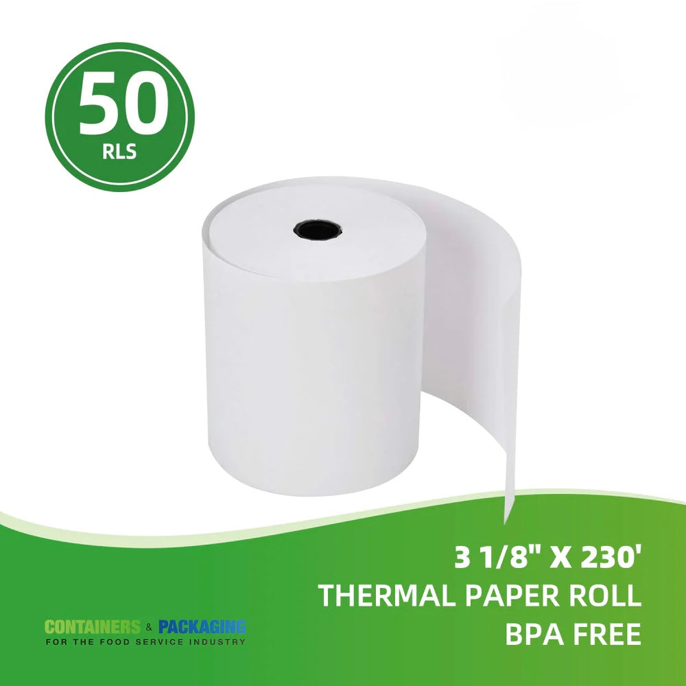 3 1/8 x 230 Thermal Roll BPA  Free 50 Rolls