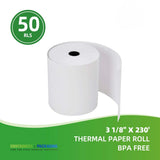 3 1/8 x 230 Thermal Roll BPA  Free 50 Rolls