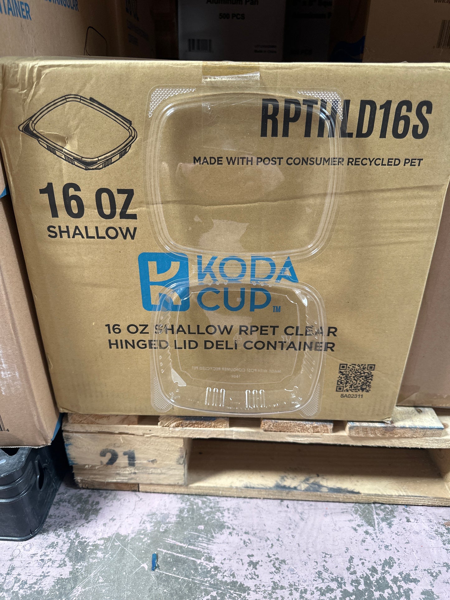 RL2-10 16oz shallow hinged container 200/pcs Item# RPTHLD16S