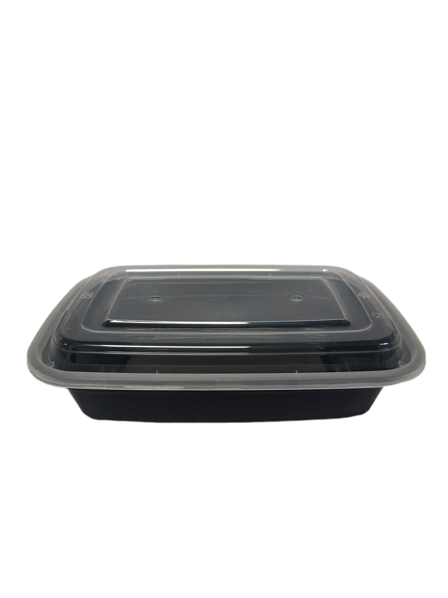 (1210) 32oz Rectangular Container: PP Black Base with Clear Lid 150pcs/case