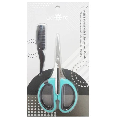 ADORO MEN'S FACIAL HAIR CISSOR & COMB 2 PC SET BLISTER