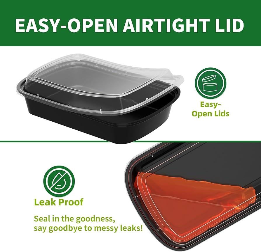 12oz Plastic Rectangle Container with Lid 150PCS