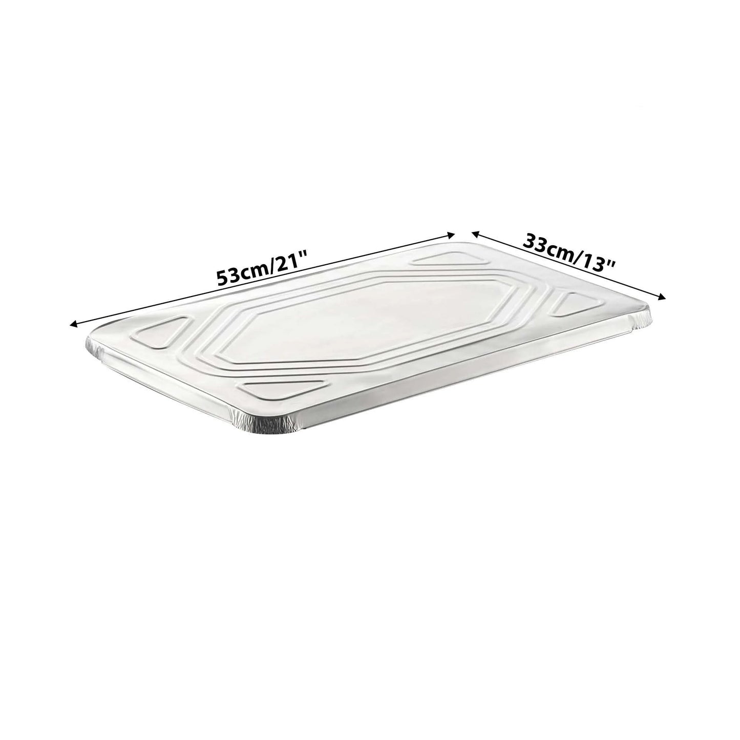 Disposable APSIC Full Size Aluminum Pan Lid 50 Pack – 53cm x 33cm Food Cover