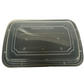 (1209) 38oz Rectangular Container: PP Black Base with Clear Lid 150pcs/case