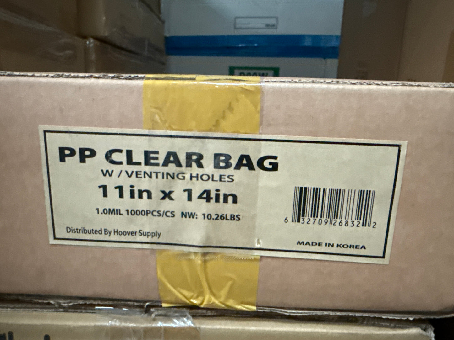 (PP1114W/HA) 11X14 1.0MIL PP CLEAR BAG W/HOLE 1000PSC/CS