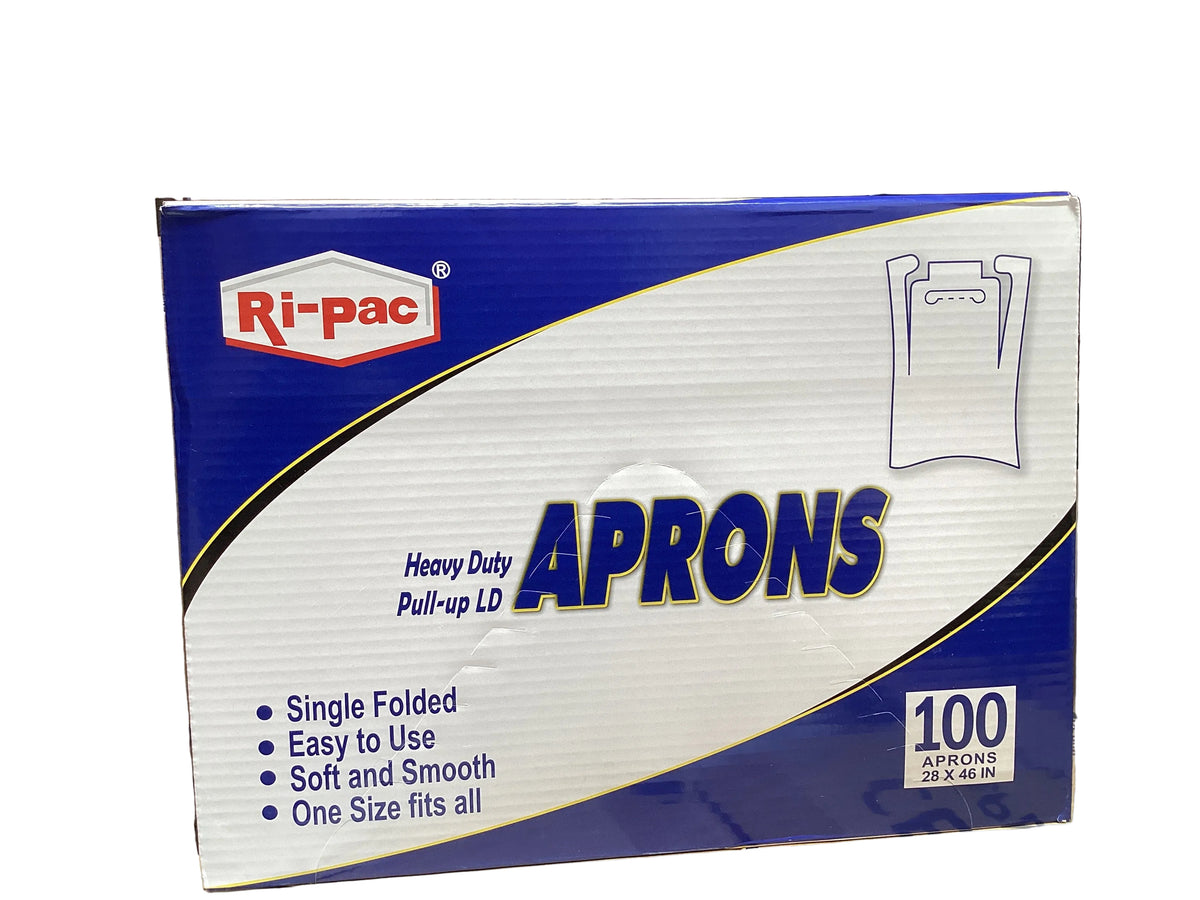 B1- 28x46 Poly Aprons Heavy Duty Pull-Up LD 100count