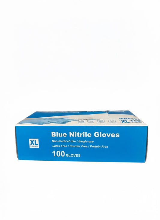 (3-8)3mil, Blue Nitrile glove, powder free 100pcs/box, 10box/case XL