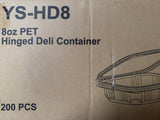 8oz PET Hinged Deli Container 200pcs/case
