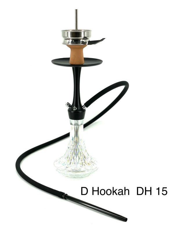 D-Hookah DH15 Premium Hookah with Black Stem and Crystal Glass Base