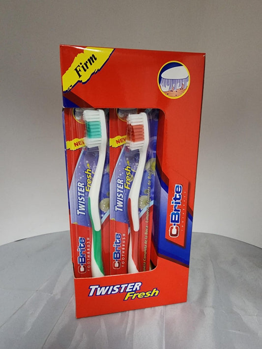 C-Brite Firm Toothbrush Twister Fresh 12 Count Box – Oral Care Pack