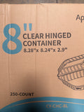 8” Clear Hinged Container 8.28”x8.24”x2.9”