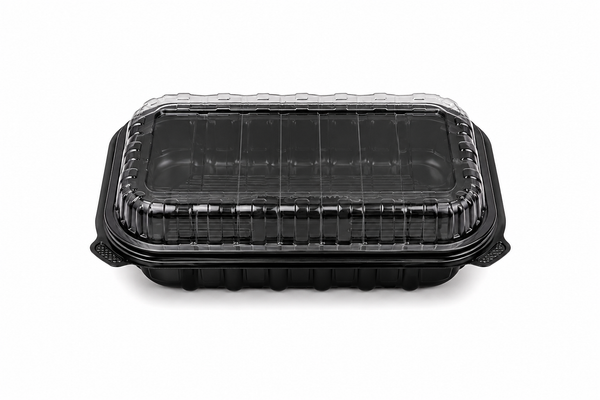 C5- 9x6 Vented Hinged Black Base Container 150pcs