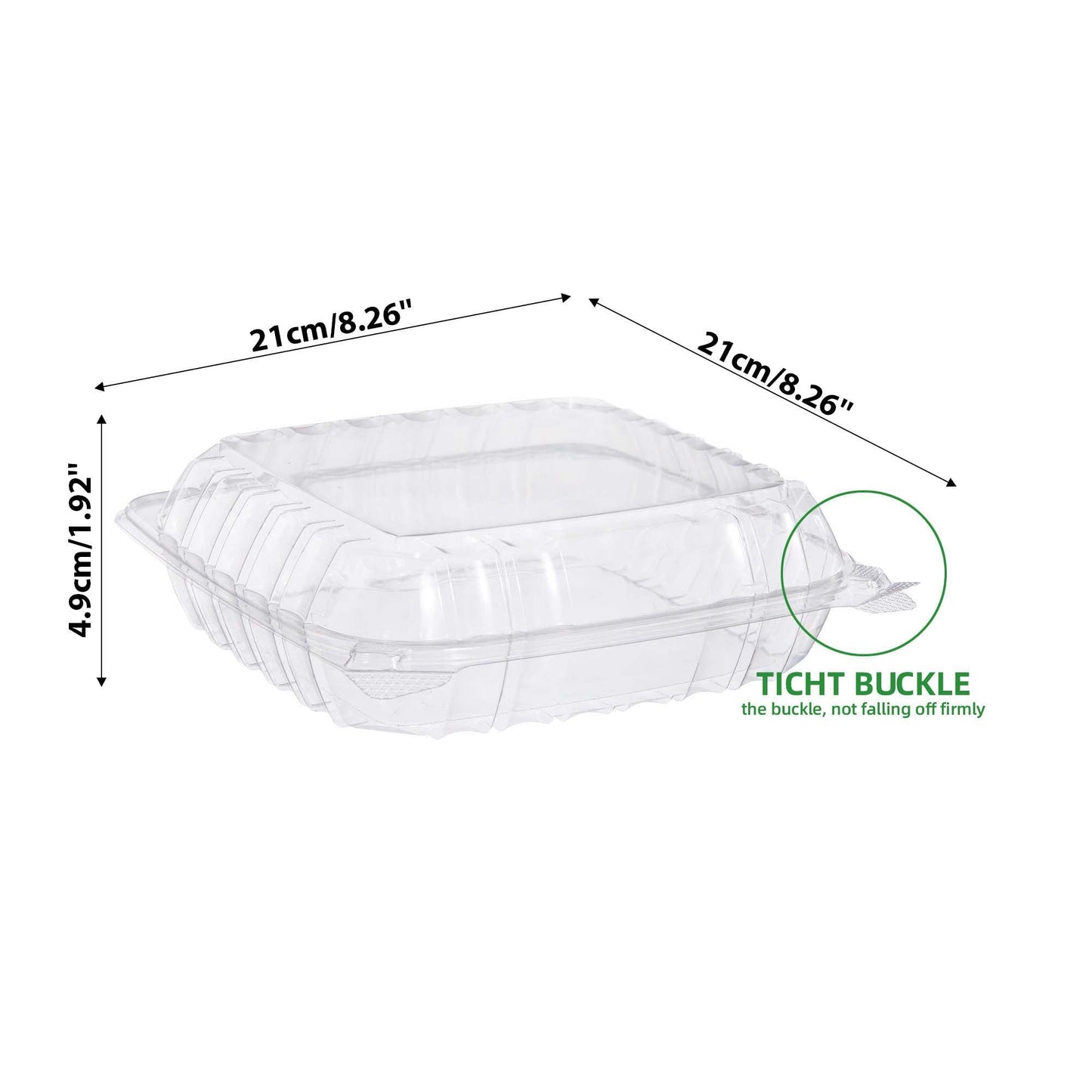 8” Clear Hinged Container 250 Count – Food Storage