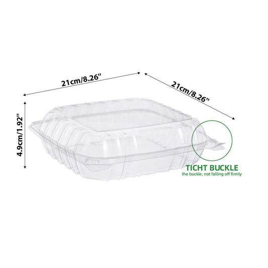 8” Clear Hinged Container 250 Count – Food Storage