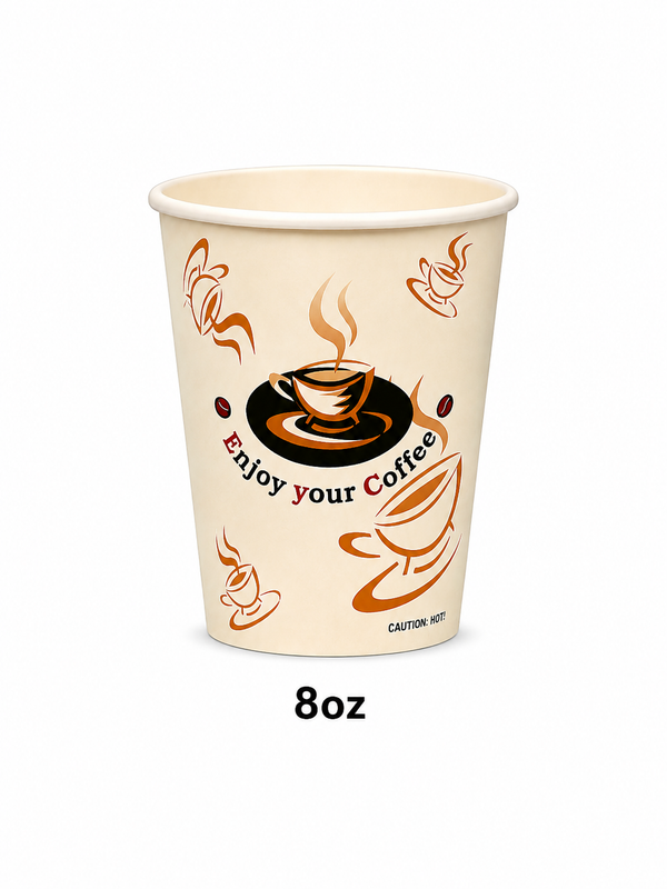 E1- 8oz Coffee Hot Cups Printed 1000pcs