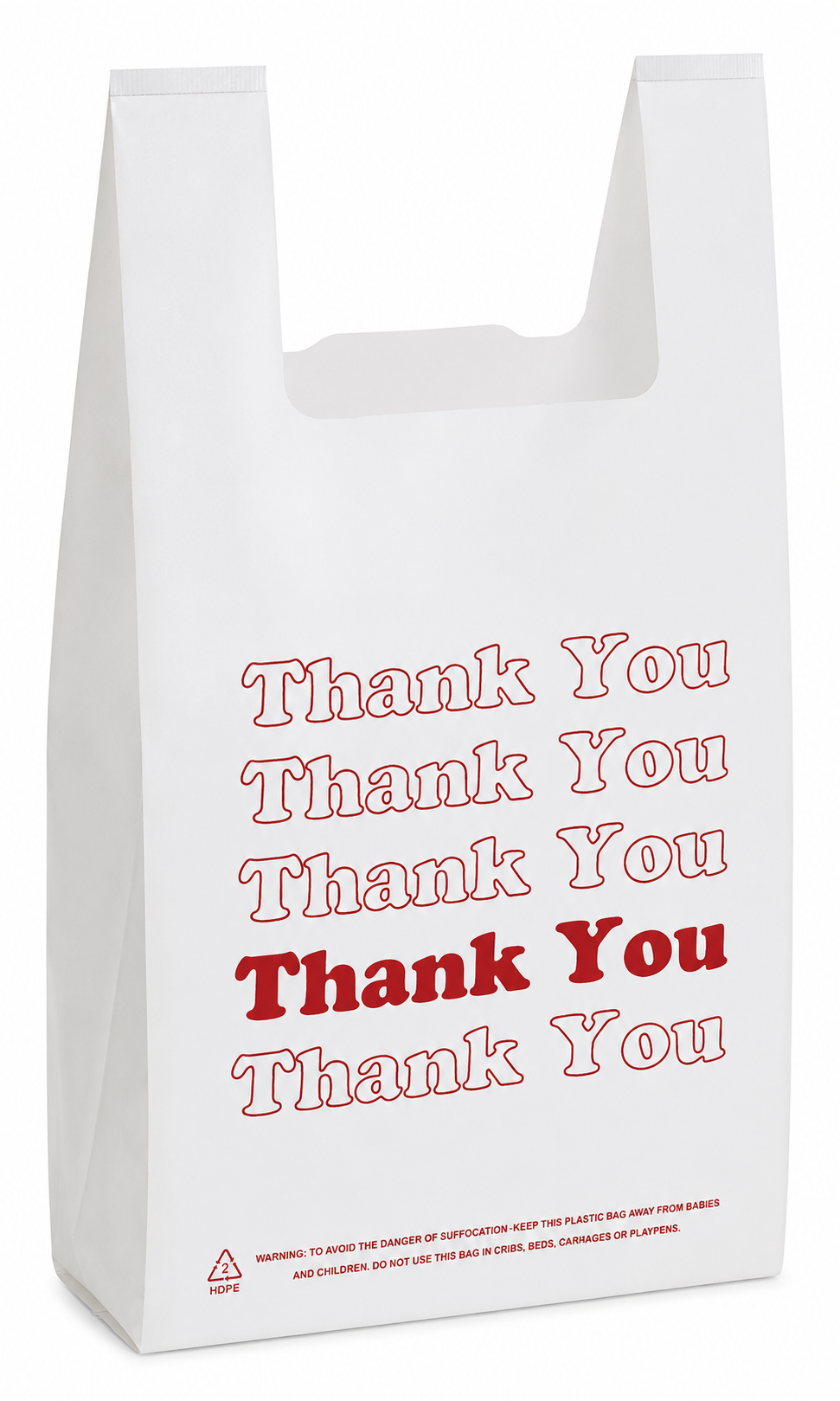 A4- 11.5x6.5x21.5 HD T-shirt White thank you plastic Bag 13mic 1000pcs