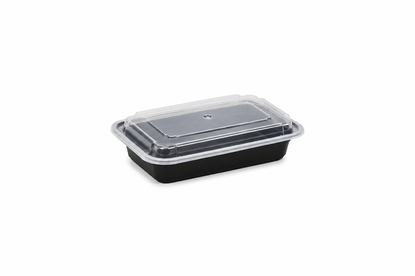 C3- 8oz Rectangle Microwaveable container Black Base with clear lid 150pcs