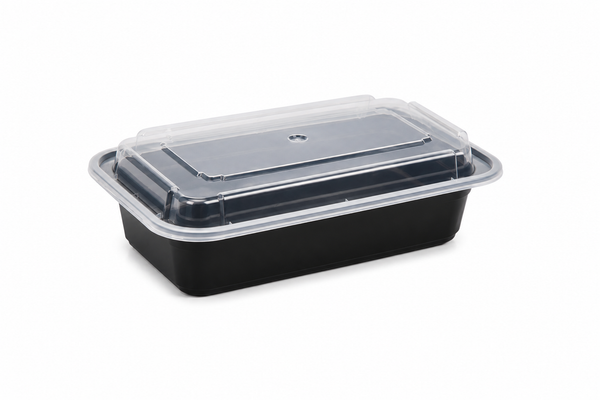 C3- 12oz Rectangle Microwaveable container Black Base with clear lid 150pcs