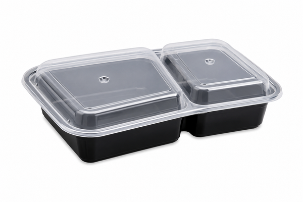 C3- 28oz Black Rectangle Container 2-Combo 150pcs