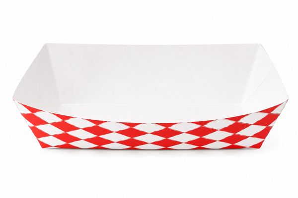 #500 5lb White/Red Food Tray 500 Count