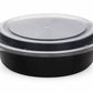 RL6-38 48oz Black Round Microwavable Container with Lid 150pcs