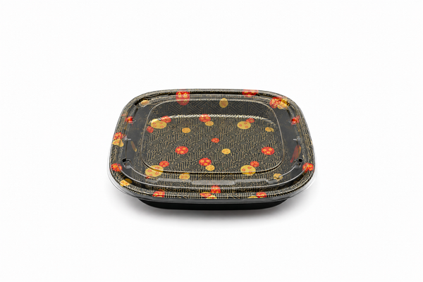 10.24"×10.24" PET Square Sushi Sakura Container 120/Case