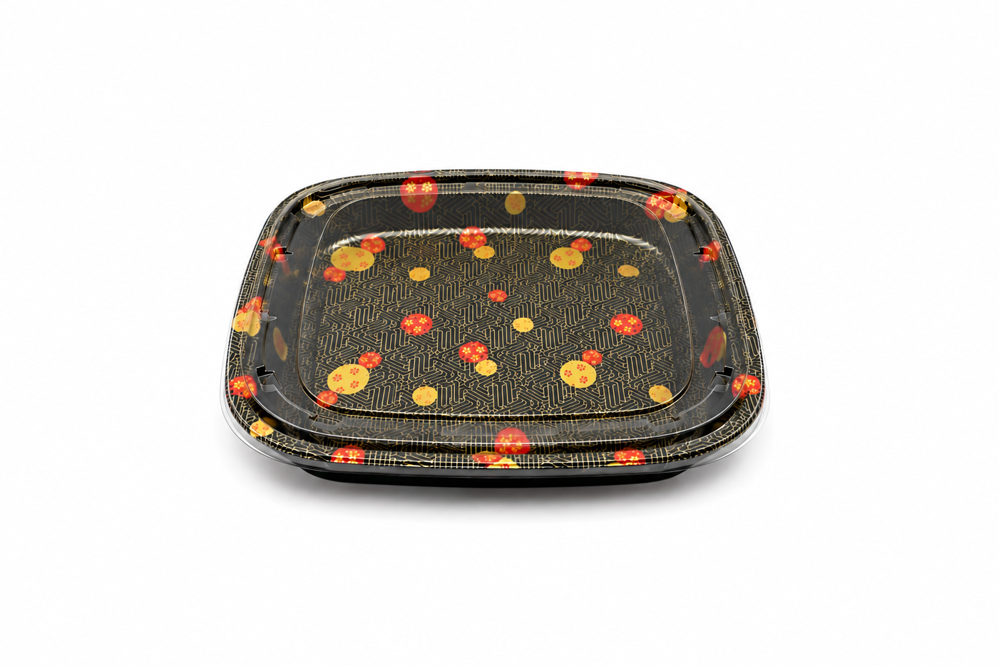 12.40"×12.40" PET Square Sushi Sakura Container 60/Case