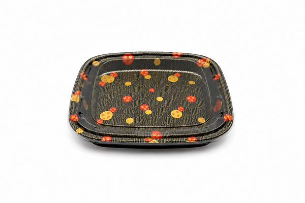 12.40"×12.40" PET Square Sushi Sakura Container 60/Case