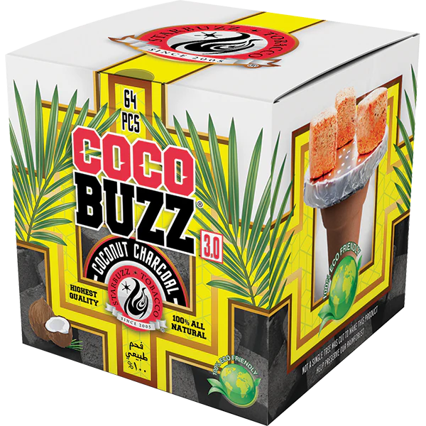 CocoBuzz Coconut Charcoal 1kg Box Pack of 10 for Hookah Shisha BBQ