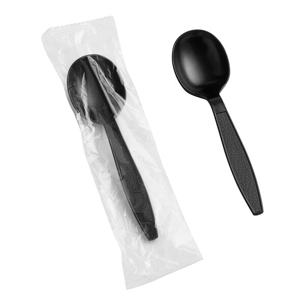 Black Wrapped Soup Spoon Heavy Duty 1000PCS