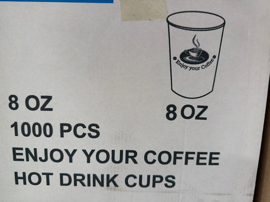 8 Oz Enjoy Your Coffee Hot Drink Cups 1000 pcs