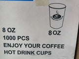 8 Oz Enjoy Your Coffee Hot Drink Cups 1000 pcs
