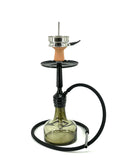 D-Hookah DH14 premium hookah set with glass base, clay bowl, stainless steel stem, and silicone hose – modern black design.