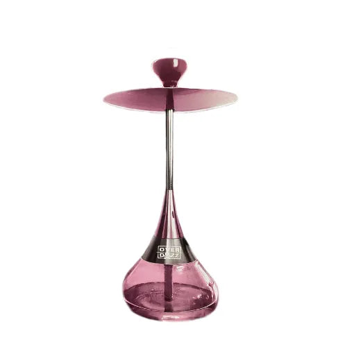 Pink OVERDOZZ Hookah with modern glass base and stainless-steel stem