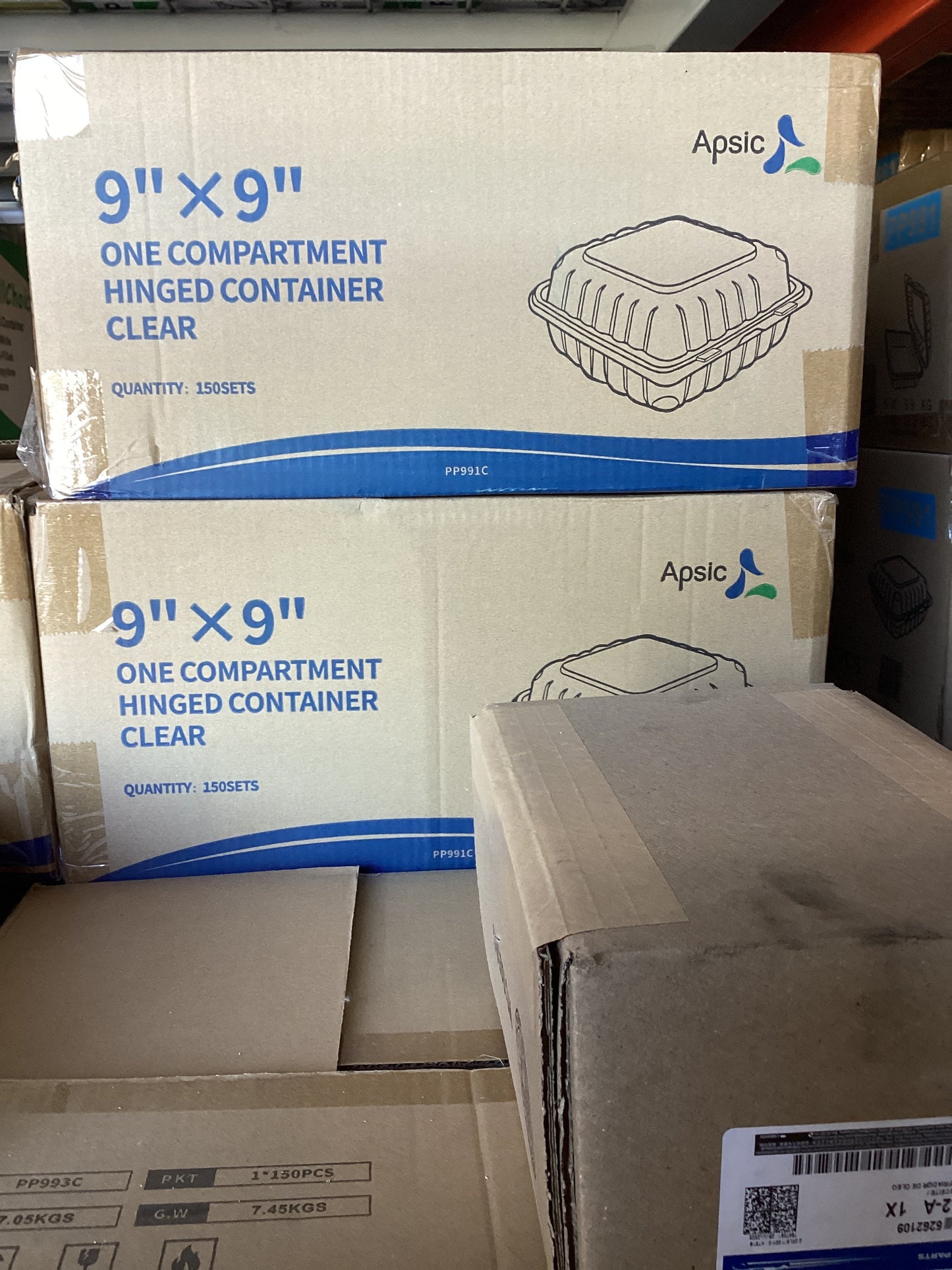 RL3-22 9x9 3 compartment Clear Hinged Container 150pcs Item# PP993C