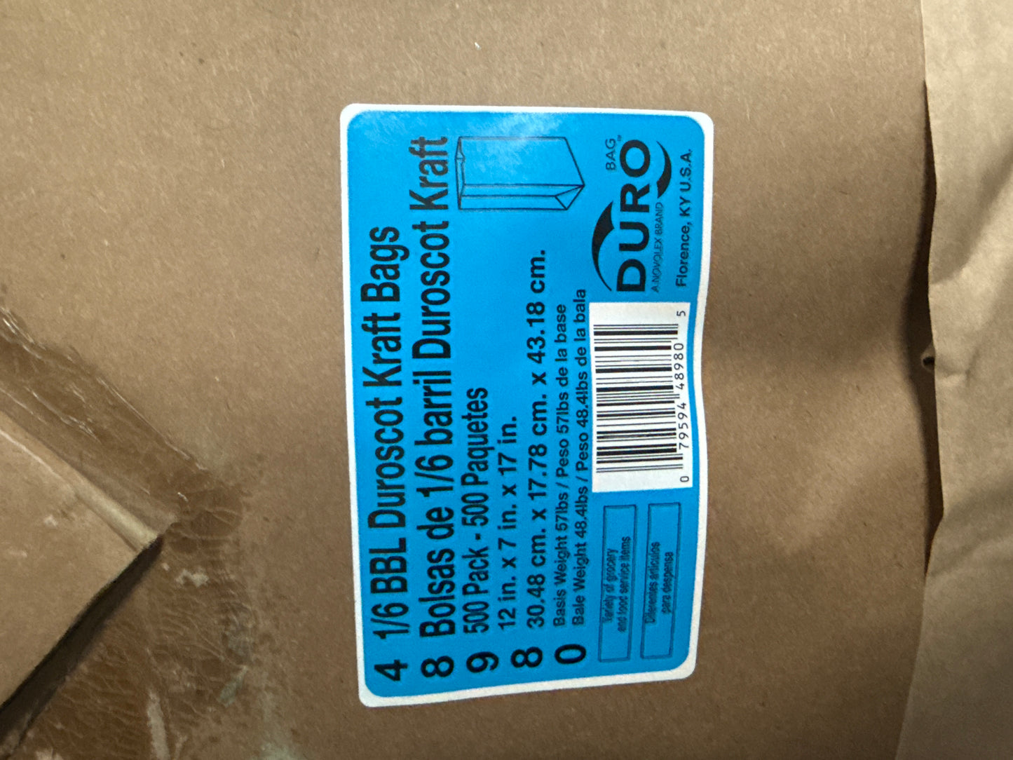 1/6 BBL Duroscot Kraft Bags