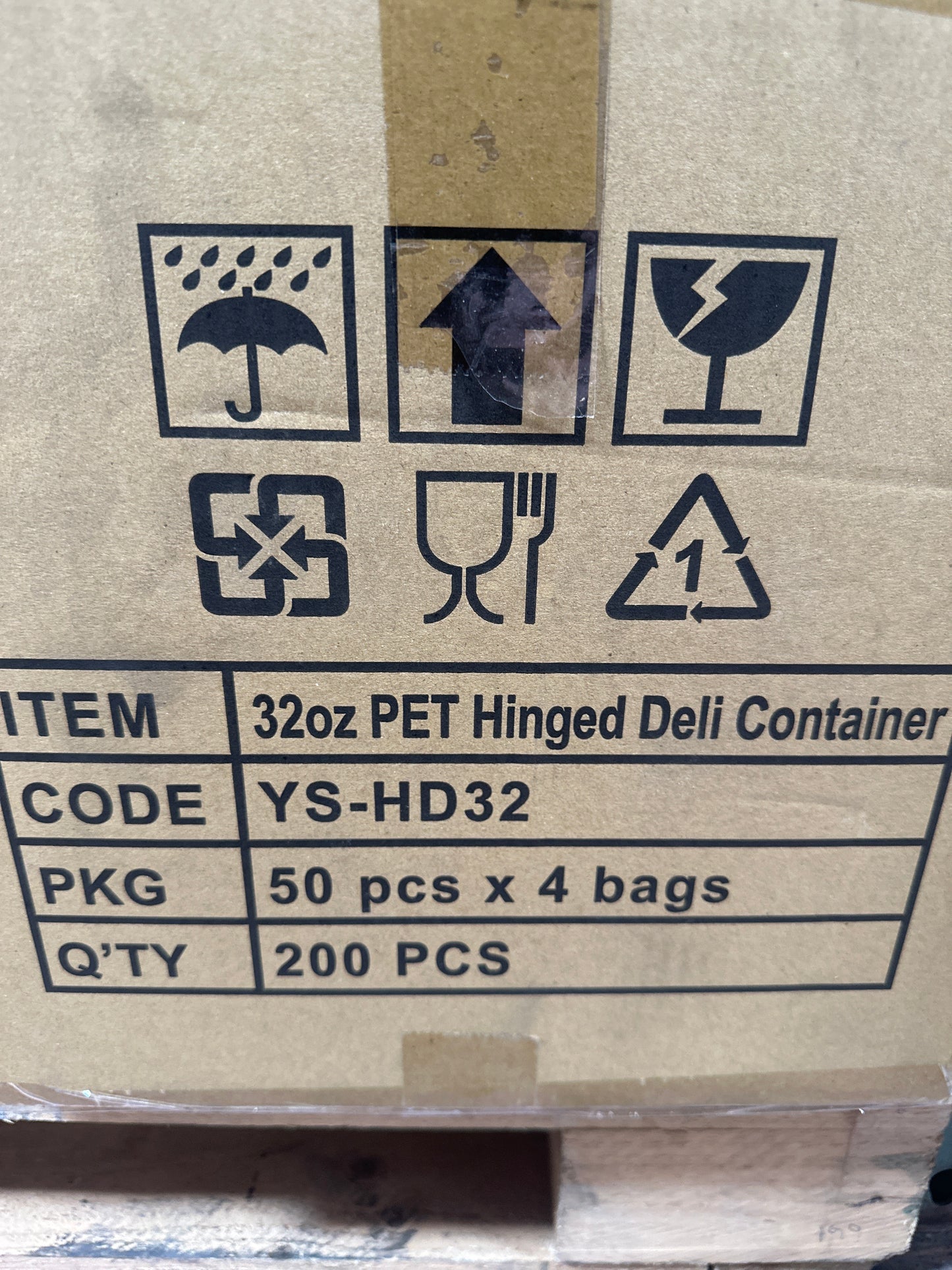 RL2-10 32oz hinged container 200pcs Item# YS-HD32