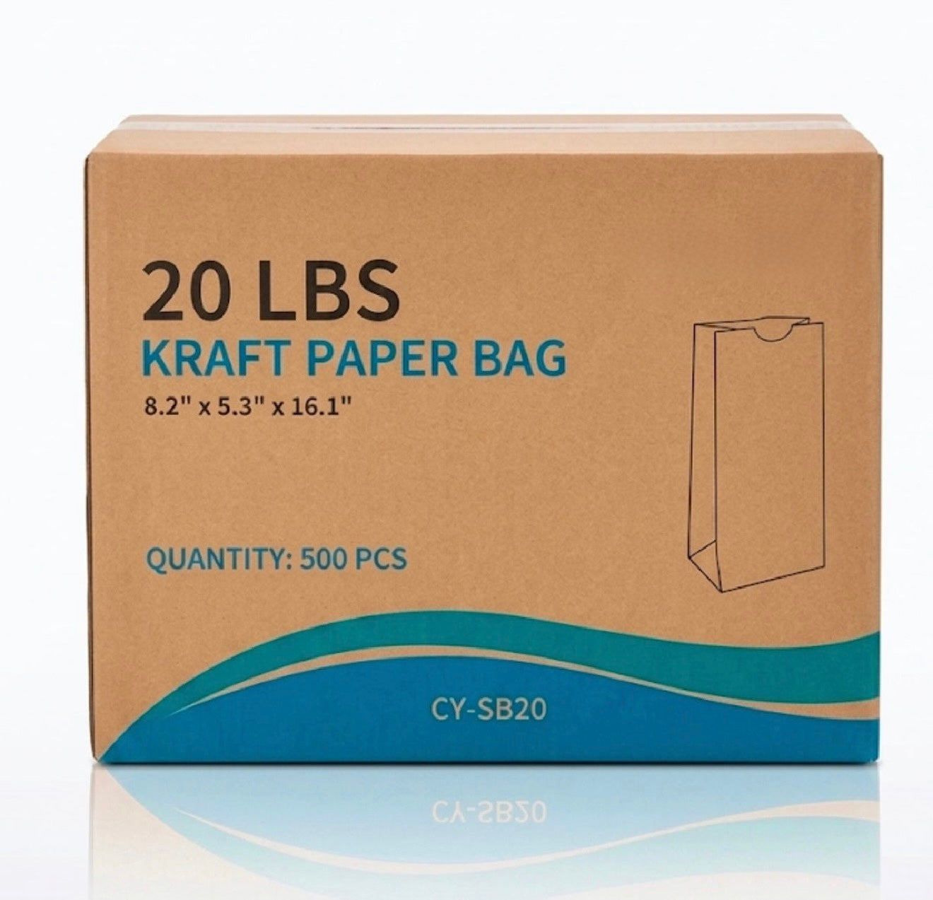 20 LBS Kraft Paper Bag  8.2" X 5.3" X 16.1"