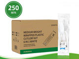 RL6-38 6 piece white cutlery 250pcs item# 6in1k5-w
