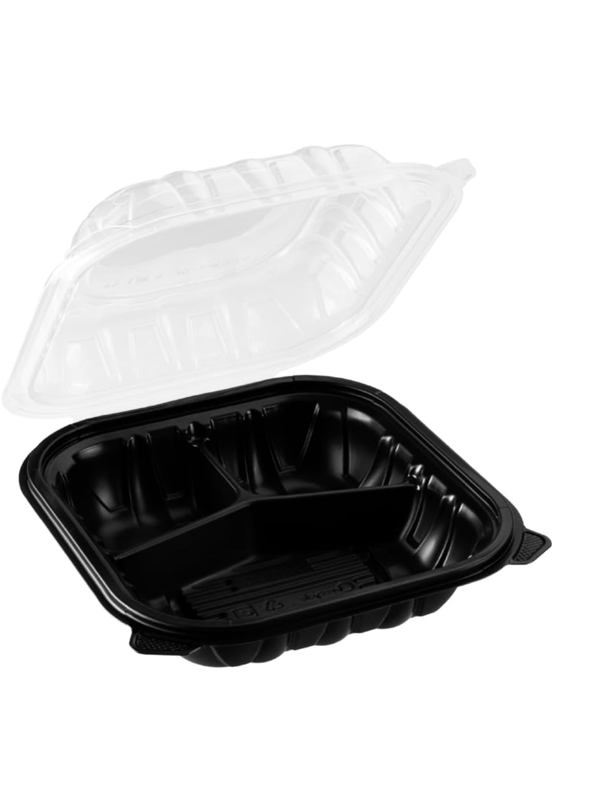 9x9 Vented Microwaveable  3-Compartment Hinged Lid Container 150 PCS/CTN   J
