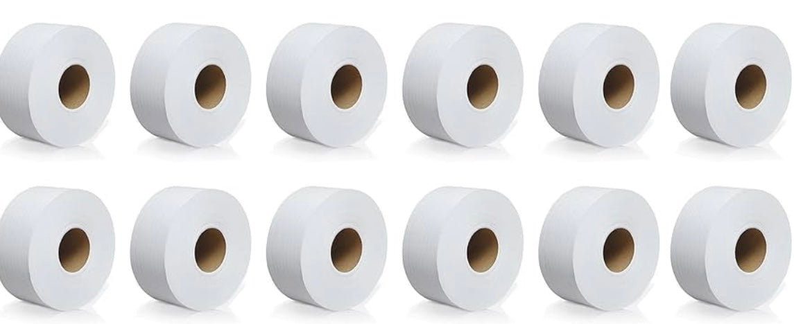 RL2-8 Toilet Jumbo Roll Tissue 2ply 12 rolls/case 1000ft item# JRT1000
