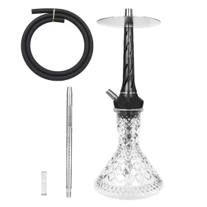 MAESTRO HOOKAH MS-2 Premium Crystal Glass Hookah Set with Silicone Hose and Stainless Steel Stem