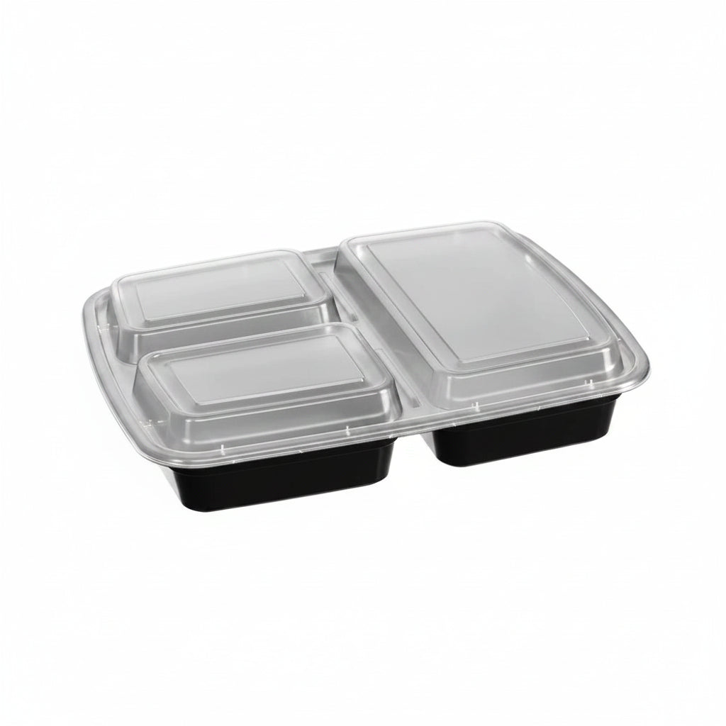 39oz 3-Compartment Plastic Food Container with Lid 150