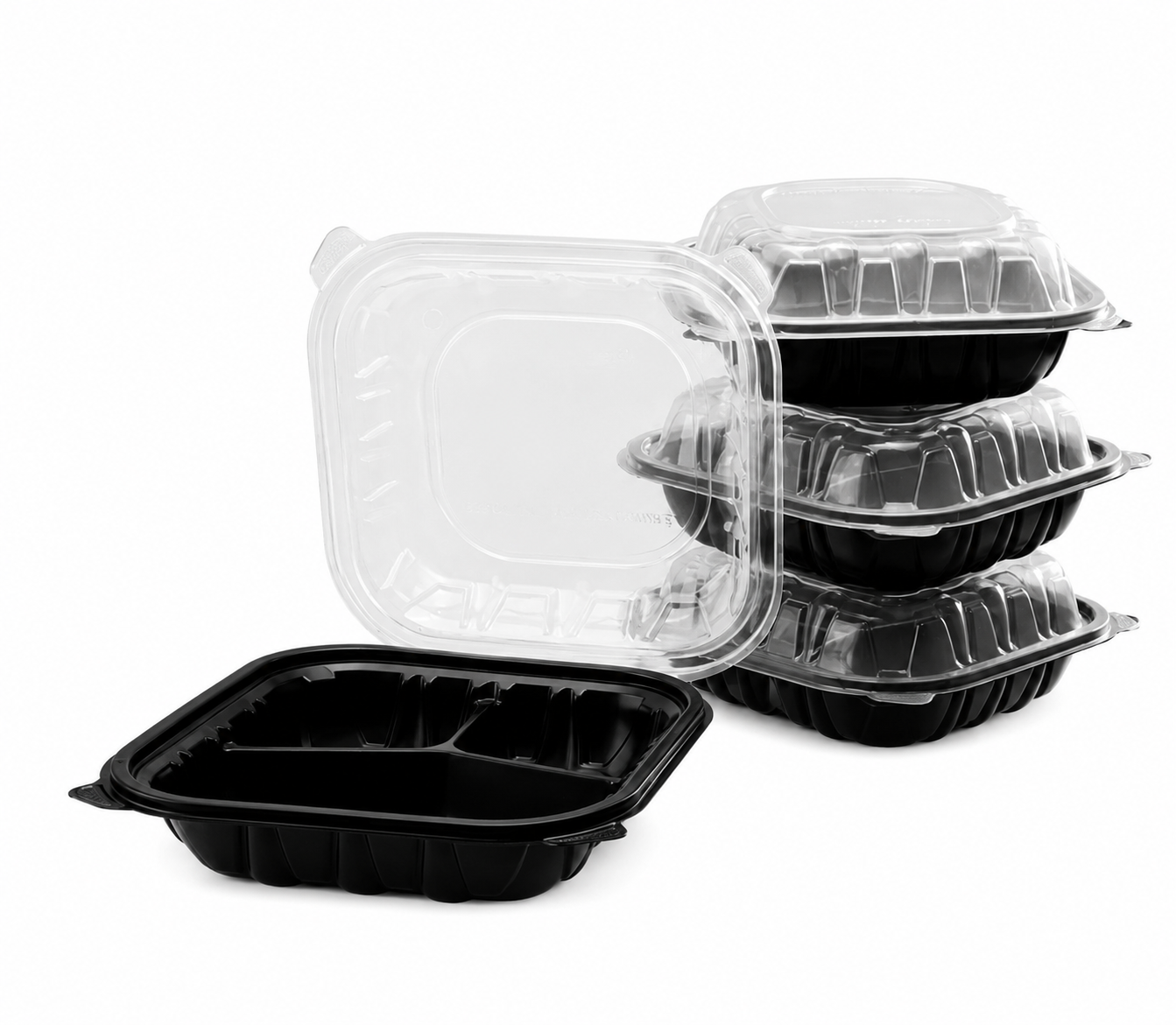 RL4-30 8x8 Clamshell Black Base 3 compartment 150pcs Item# JC-83