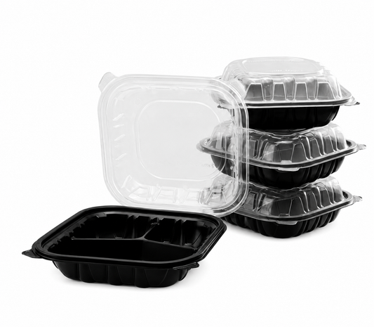 C5- 8x8 Clamshell Black Base 3 compartment 150pcs Item# JC-83